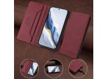 Custodia Per Zte Blade A52 Lite, Custodia Retro In Finto Cuoio Con Supporto E Slot Per Carte Di Credito Rosso