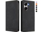 Custodia Per Xiaomi Poco X7 Pro, Retro Custodia In Finto Cuoio Flip Con Supporto E Slot Per Carte Nero