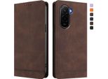 Custodia Per Xiaomi Poco M7 4G, Custodia Retro In Finto Cuoio Con Supporto E Slot Per Carte Marrone