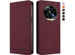 Custodia Per Realme 13 Pro /Realme 13 Pro+ 5G, Custodia Retro In Finto Cuoio Flip Con Supporto E Slot Per Carte Rosso