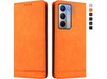 Custodia Per Realme Narzo 80X, Custodia Retro In Finto Cuoio Con Supporto E Slot Per Carte Di Credito Arancione