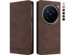 Custodia Per Vivo X200 Pro, Custodia Retro In Finto Cuoio Con Supporto E Slot Per Carte Di Credito Marrone