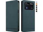 Custodia Per Xiaomi Poco M4 Pro 4G, Retro Custodia Flip In Finto Cuoio Con Supporto E Slot Per Carte Verde