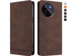 Custodia Per Realme 11 4G, Custodia Retro In Finto Cuoio Con Supporto E Slot Per Carte Di Credito Marrone