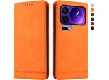 Custodia Per Xiaomi 17 Pro, Custodia Retro In Finto Cuoio Con Supporto E Slot Per Schede Arancione
