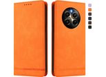 Custodia Per Realme 12 Pro/Realme 12 Pro+, Custodia Retro In Finto Cuoio Flip Con Supporto E Slot Per Carte Di Credito Arancione