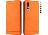 Custodia Per Huawei P20 Pro, Custodia Retro In Finto Cuoio Con Supporto E Slot Per Schede Arancione