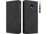 Custodia Per Samsung Galaxy J5 2017, Retro Custodia Flip In Finto Cuoio Con Supporto E Slot Per Schede Nero