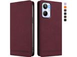 Custodia Per Realme 10 4G, Custodia Retro In Finto Cuoio Flip Con Supporto E Slot Per Carte Di Credito Rosso