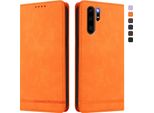 Custodia Per Huawei P30 Pro, Custodia Retro In Finto Cuoio Flip Con Supporto E Slot Per Schede Arancione