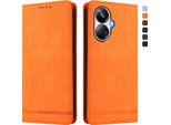 Custodia Per Realme 10 Pro+, Custodia Retro In Finto Cuoio Flip Con Supporto E Slot Per Carte Arancione
