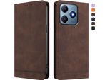 Custodia Per Realme C63 4G, Custodia Retro In Finto Cuoio Con Supporto E Slot Per Carte Di Credito Marrone