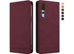 Custodia Per Huawei P20 Pro, Custodia Retro In Finto Cuoio Con Supporto E Slot Per Carte Rosso