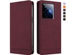 Custodia Per Realme Gt 7, Custodia Retro In Finto Cuoio Flip Con Supporto E Slot Per Carte Di Credito Rosso