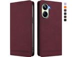 Custodia Per Realme 10 Pro 5G, Custodia Retro In Finto Cuoio Flip Con Supporto E Slot Per Carte Rosso