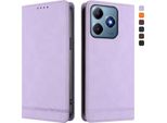 Custodia Per Realme C63 4G, Custodia Retro In Finto Cuoio Flip Con Supporto E Slot Per Carte Purple
