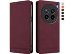 Custodia Per Vivo X200S, Custodia Retro In Finto Cuoio Con Supporto E Slot Per Carte Di Credito Rosso