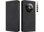 Custodia Per Realme 13 4G, Custodia Retro In Finto Cuoio Flip Con Supporto E Slot Per Carte Nero