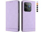 Custodia Per Realme Gt 6/Realme Gt 6T, Custodia Retro In Finto Cuoio Flip Con Supporto E Slot Per Carte Di Credito Viola