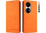 Custodia Per Huawei P50 Pro, Custodia Retro In Finto Cuoio Flip Con Supporto E Slot Per Schede Arancione