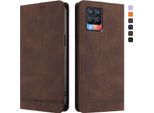 Custodia Per Realme 8 4G/Realme 8 Pro 4G, Custodia Retro In Finto Cuoio Flip Con Supporto E Slot Per Carte Di Credito Marrone