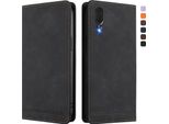 Custodia Per Huawei P20, Custodia Retro In Finto Cuoio Con Supporto E Slot Per Carte Di Credito Nero