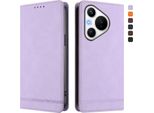 Custodia Per Huawei Pura 70, Custodia Retro In Finto Cuoio Con Supporto E Slot Per Carte Di Credito Viola