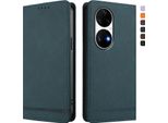 Custodia Per Huawei P50 Pro, Custodia Retro In Finto Cuoio Con Supporto E Slot Per Carte Verde