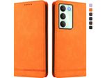 Custodia Per Realme14X/Realme C75 5G, Custodia Retro In Finto Cuoio Flip Con Supporto E Slot Per Carte Arancione