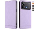 Custodia Per Xiaomi Poco X6 Neo, Retro Custodia In Finto Cuoio Flip Con Supporto E Slot Per Carte Purple