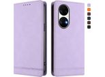 Custodia Per Huawei P50, Custodia Retro In Finto Cuoio Flip Con Supporto E Slot Per Carte Purple