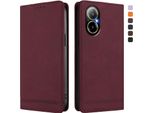 Custodia Per Realme C67 4G/Realme 12 Lite, Custodia Retro In Finto Cuoio Con Supporto E Slot Per Carte Rosso