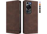 Custodia Per Huawei P60 / P60 Pro, Custodia Retro In Finto Cuoio Con Supporto E Slot Per Carte Di Credito Marrone