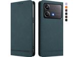 Custodia Per Xiaomi Poco X6 Neo, Custodia Retro In Finto Cuoio Con Supporto E Slot Per Carte Verde