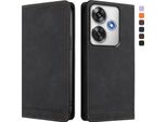 Custodia Per Xiaomi Poco F6, Retro Custodia In Finto Cuoio Flip Con Supporto E Slot Per Carte Nero