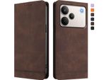Custodia Per Realme P4 Pro, Custodia Retro In Finto Cuoio Con Supporto E Slot Per Carte Di Credito Marrone