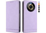 Custodia Per Realme Narzo 60 Pro, Custodia Retro In Finto Cuoio Flip Con Supporto E Slot Per Carte Di Credito Viola