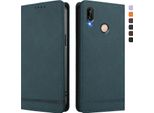 Custodia Per Huawei P20 Lite, Custodia Retro In Finto Cuoio Con Supporto E Slot Per Carte Verde