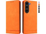 Custodia Per Samsung Galaxy S23+, Custodia Retro In Finto Cuoio Flip Con Supporto E Slot Per Carte Orange