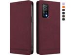 Custodia Per Xiaomi Mi 10T / Mi 10T Pro, Retro Custodia Flip In Finto Cuoio Con Supporto E Slot Per Schede Rosso