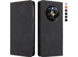 Custodia Per Realme 12 Pro/Realme 12 Pro+, Custodia Retro In Finto Cuoio Flip Con Supporto E Slot Per Carte Di Credito Nero