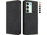Custodia Per Realme14X/Realme C75 5G, Custodia Retro In Finto Cuoio Con Supporto E Slot Per Carte Nero