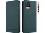 Custodia Per Realme 8 4G/Realme 8 Pro 4G, Custodia Retro In Finto Cuoio Flip Con Supporto E Slot Per Carte Verde