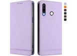 Custodia Per Huawei P30 Lite, Custodia Retro In Finto Cuoio Flip Con Supporto E Slot Per Carte Purple