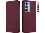 Custodia Per Realme Narzo 80X, Custodia Retro In Finto Cuoio Con Supporto E Slot Per Carte Di Credito Rosso