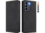 Custodia Per Vivo V27E, Custodia Retro In Finto Cuoio Flip Con Supporto E Slot Per Carte Nero