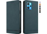 Custodia Per Realme 9 4G/Realme 9 Pro+ 5G, Custodia Retro In Finto Cuoio Flip Con Supporto E Slot Per Carte Verde