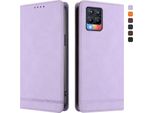Custodia Per Realme 8 4G/Realme 8 Pro 4G, Custodia Retro In Finto Cuoio Flip Con Supporto E Slot Per Carte Di Credito Viola