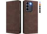 Custodia Per Vivo V27E, Custodia Retro In Finto Cuoio Con Supporto E Slot Per Carte Di Credito Marrone