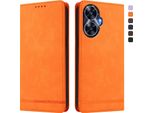 Custodia Per Realme C55, Custodia Retro In Finto Cuoio Flip Con Supporto E Slot Per Carte Di Credito Arancione